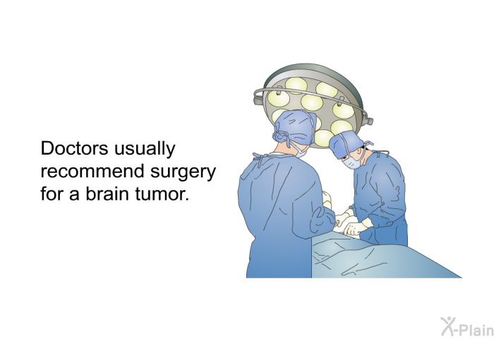 Doctors usually recommend surgery for a brain tumor.
