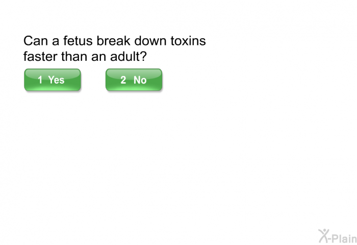 Can a fetus break down toxins faster than an adult?