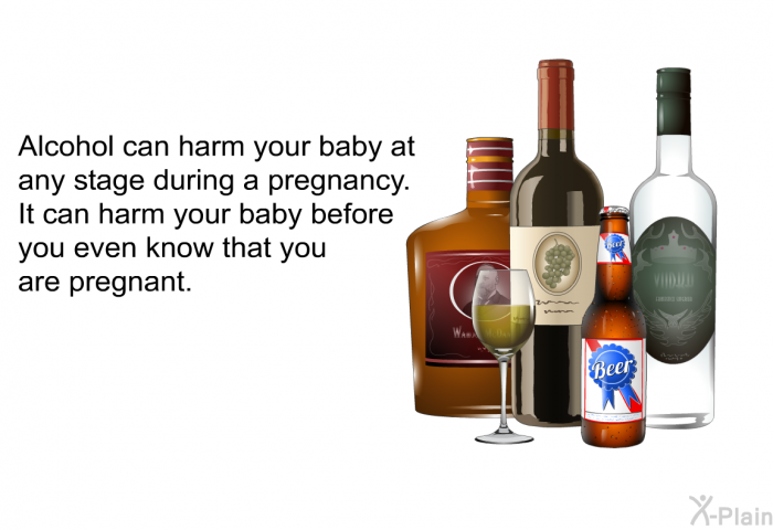 Alcohol can harm your baby at any stage during a pregnancy. It can harm your baby before you even know that you are pregnant.