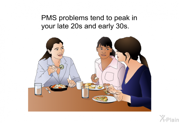 PMS problems tend to peak in your late 20s and early 30s.