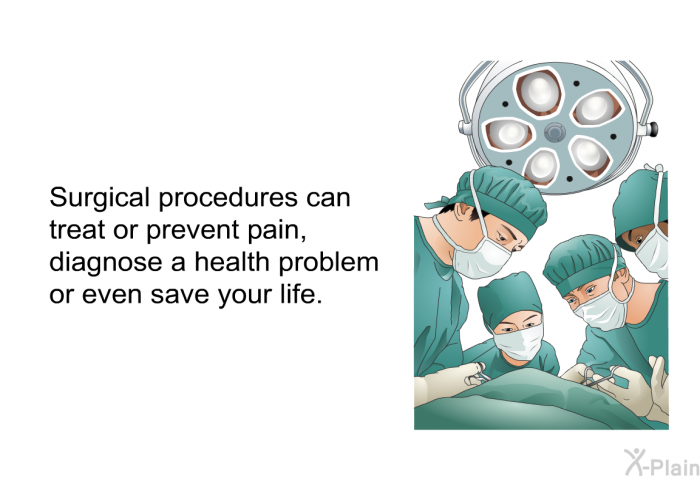Surgical procedures can treat or prevent pain, diagnose a health problem or even save your life.