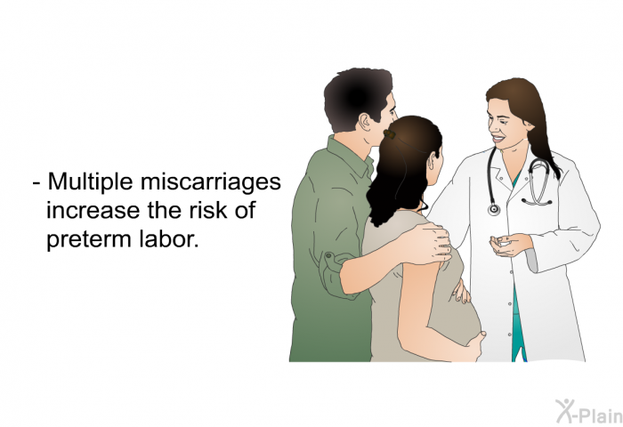Multiple miscarriages increase the risk of preterm labor.
