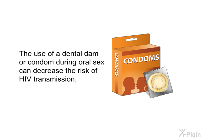 The use of a dental dam or condom during oral sex can decrease the risk of HIV transmission.