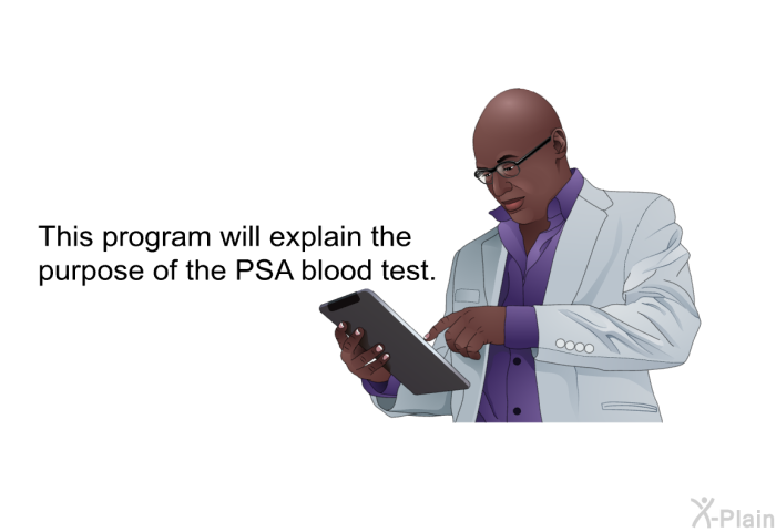 This health information will explain the purpose of the PSA blood test.