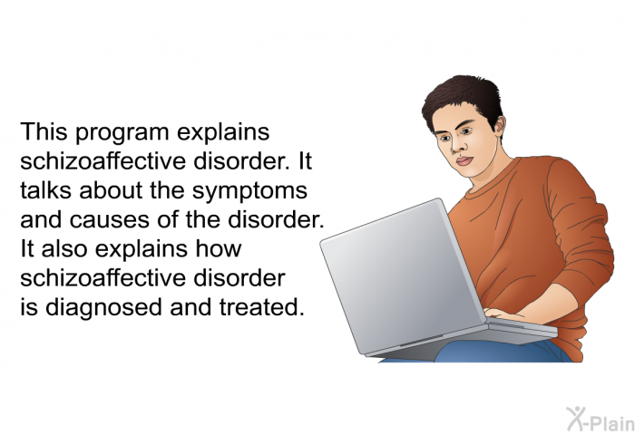 This health information explains schizoaffective disorder. It talks about the symptoms and causes of the disorder. It also explains how schizoaffective disorder is diagnosed and treated.