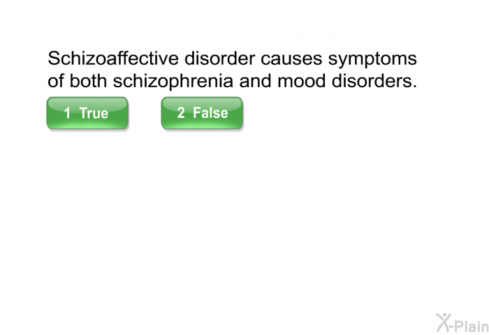 Schizoaffective disorder causes symptoms of both schizophrenia and mood disorders.