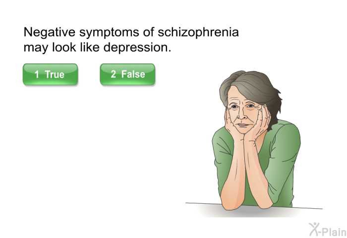 Negative symptoms of schizophrenia may look like depression.