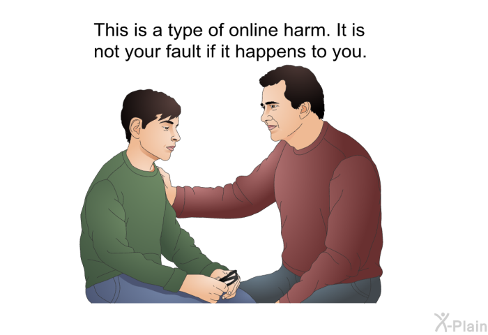 This is a type of online harm. It is not your fault if it happens to you.