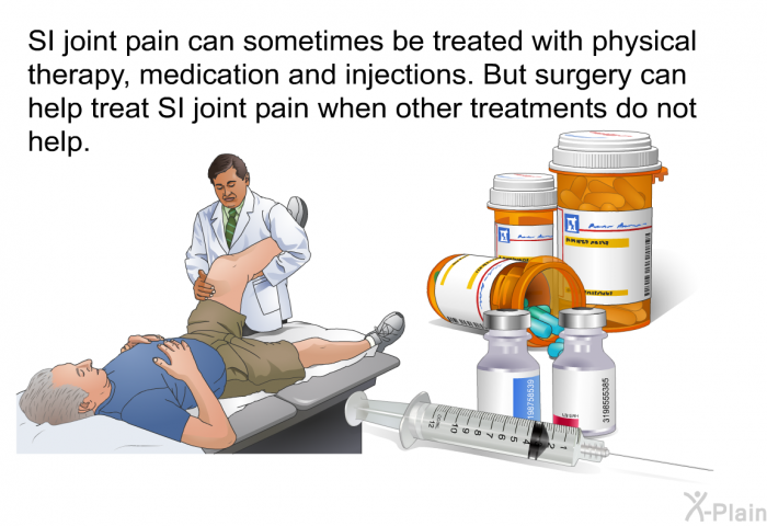 SI joint pain can sometimes be treated with physical therapy, medication and injections. But surgery can help treat SI joint pain when other treatments do not help.