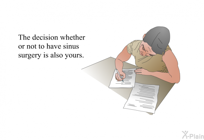 The decision whether or not to have sinus surgery is also yours.