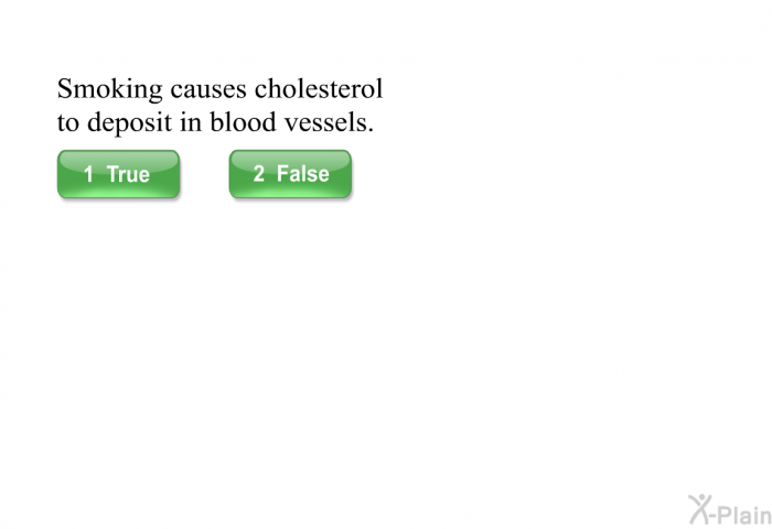 Smoking causes cholesterol to deposit in blood vessels.