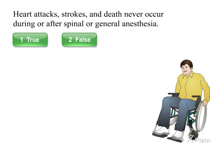 Heart attacks, strokes, and death never occur during or after spinal or general anesthesia.