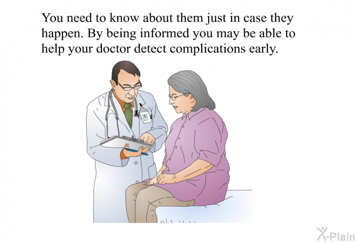 You need to know about them just in case they happen. By being informed you may be able to help your doctor detect complications early.