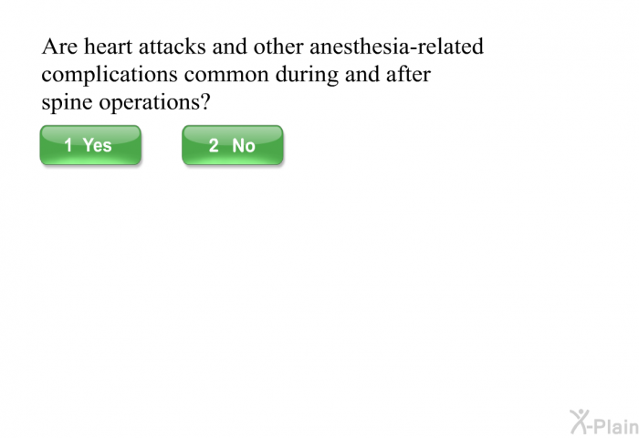 Are heart attacks and other anesthesia-related complications common during and after spine operations?