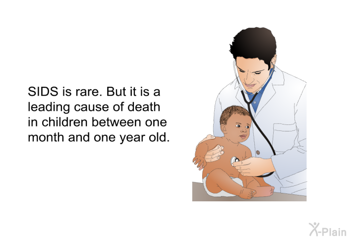 SIDS is rare. But it is a leading cause of death in children between one month and one year old.