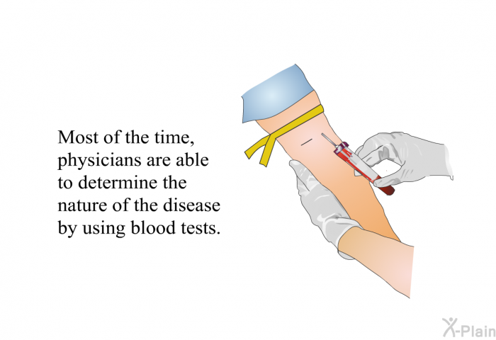 Most of the time, physicians are able to determine the nature of the disease by using blood tests.