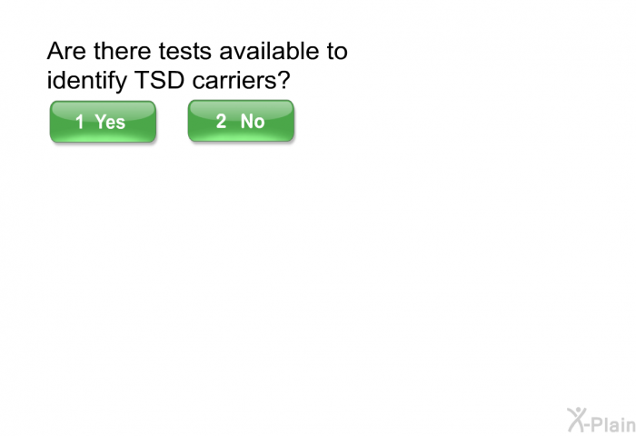 Are there tests available to identify TSD carriers? Select Yes or No.