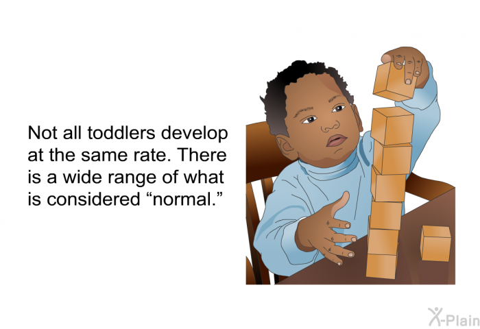 Not all toddlers develop at the same rate. There is a wide range of what is considered “normal.”