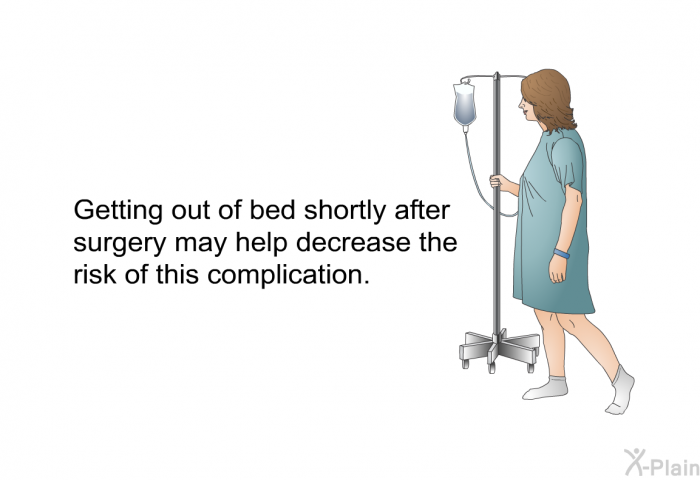 Getting out of bed shortly after surgery may help decrease the risk of this complication.