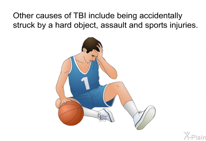 Other causes of TBI include being accidentally struck by a hard object, assault and sports injuries.