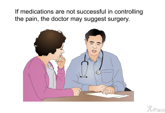 If medications are not successful in controlling the pain, the doctor may suggest surgery.