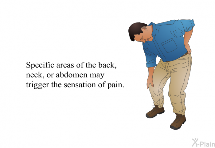 Specific areas of the back, neck or abdomen may trigger the sensation of pain.