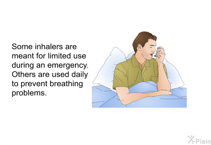 Some inhalers are meant for limited use during an emergency. Others are used daily to prevent breathing problems.