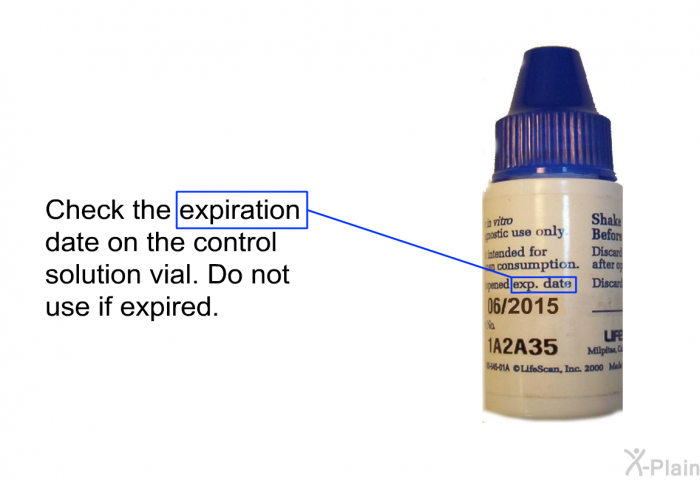 Check the expiration date on the control solution vial. Do not use if expired.