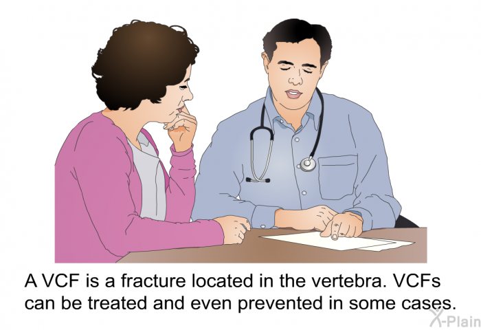 A VCF is a fracture located in the vertebra. VCFs can be treated and even prevented in some cases.