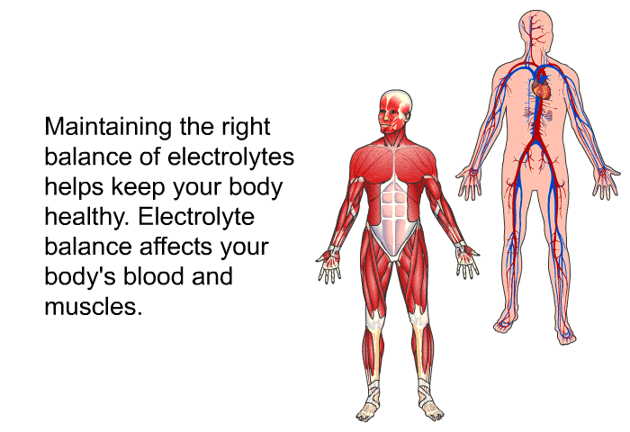 Maintaining the right balance of electrolytes helps keep your body healthy. Electrolyte balance affects your body's blood and muscles.