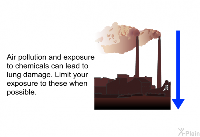Air pollution and exposure to chemicals can lead to lung damage. Limit your exposure to these when possible.
