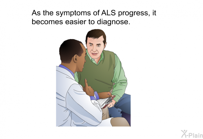 As the symptoms of ALS progress, it becomes easier to diagnose.