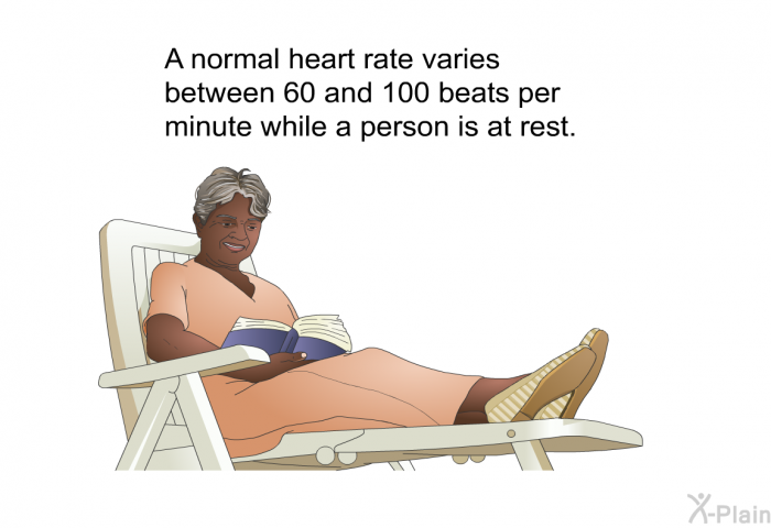 A normal heart rate varies between 60 and 100 beats per minute while a person is at rest.
