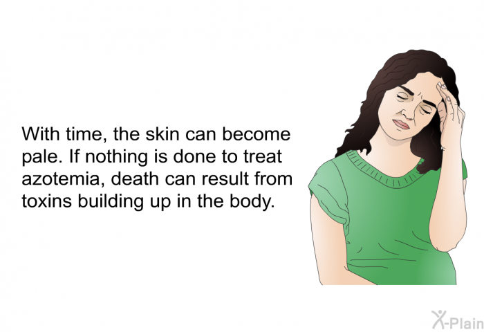 With time, the skin can become pale. If nothing is done to treat azotemia, death can result from toxins building up in the body.