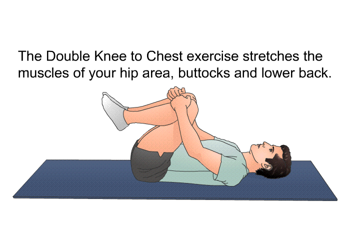 The Double Knee to Chest exercise stretches the muscles of your hip area, buttocks and lower back.