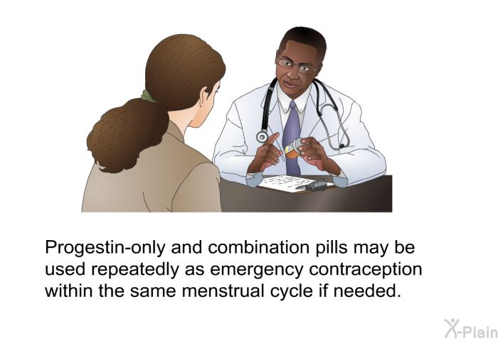 Progestin-only and combination pills may be used repeatedly as emergency contraception within the same menstrual cycle if needed.