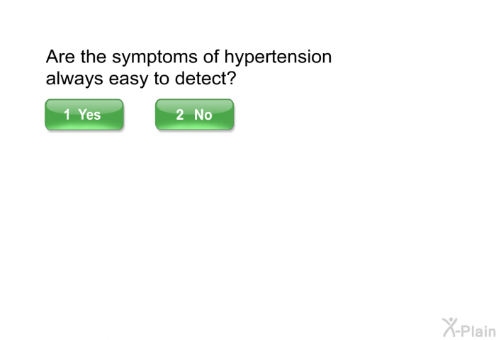 Are the symptoms of hypertension always easy to detect?