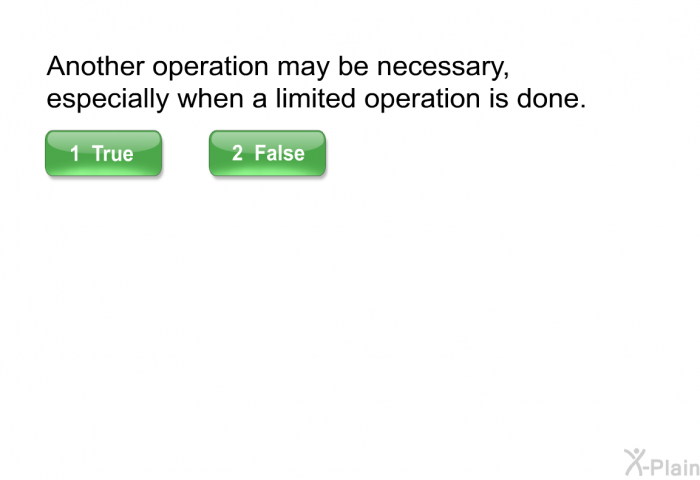 Another operation may be necessary, especially when a limited operation is done. Press True or False.
