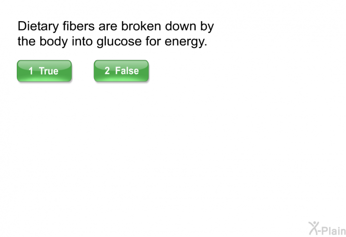 Dietary fibers are broken down by the body into glucose for energy.