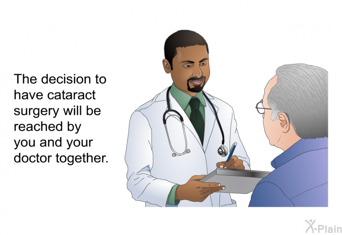 The decision to have cataract surgery will be reached by you and your doctor together.