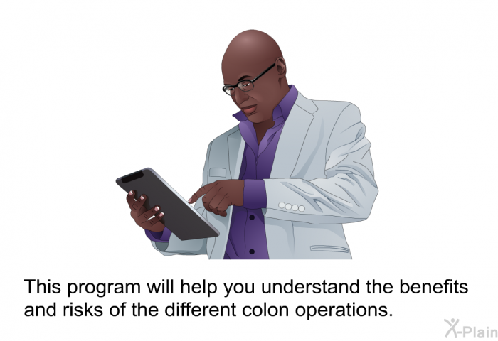 This health information will help you understand the benefits and risks of the different colon operations.