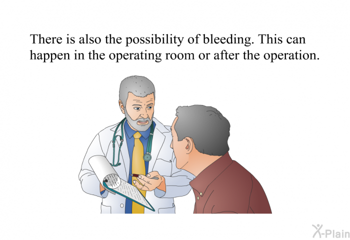 There is also the possibility of bleeding. This can happen in the operating room or after the operation.