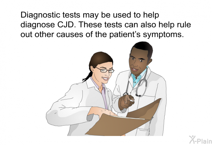 Diagnostic tests may be used to help diagnose CJD. These tests can also help rule out other causes of the patient’s symptoms.