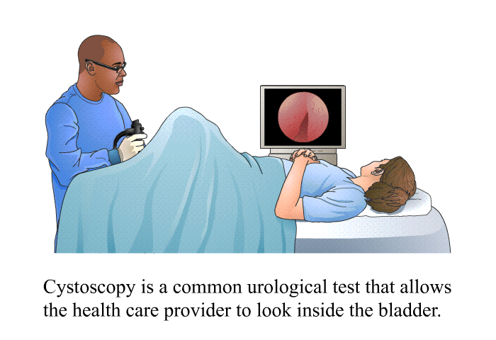 Cystoscopy is a common urological test that allows the health care provider to look inside the bladder.