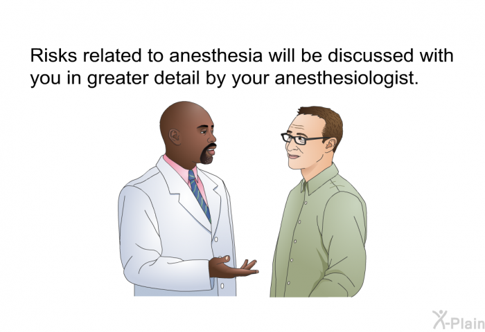 Risks related to anesthesia will be discussed with you in greater detail by your anesthesiologist.