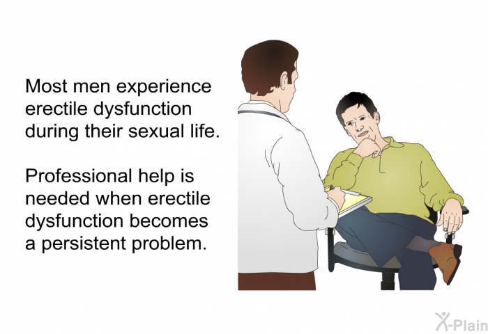 Most men experience erectile dysfunction during their sexual life. Professional help is needed when erectile dysfunction becomes a persistent problem.