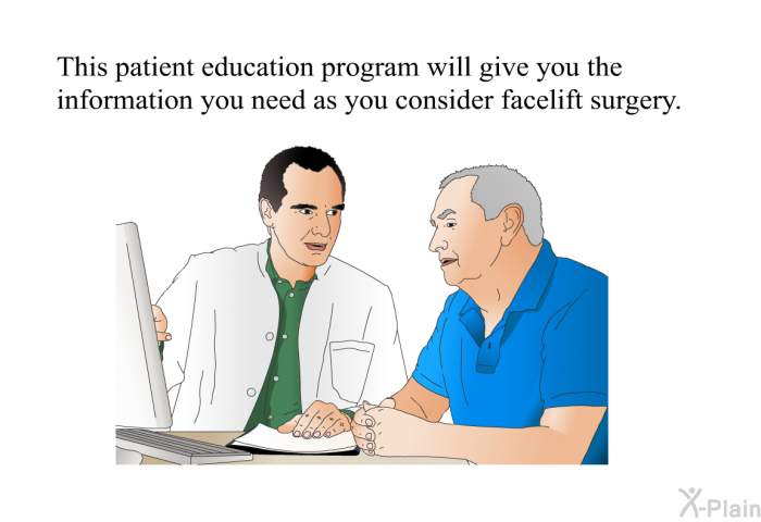 This health information will give you the information you need as you consider facelift surgery.