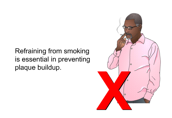 Refraining from smoking is essential in preventing plaque buildup.