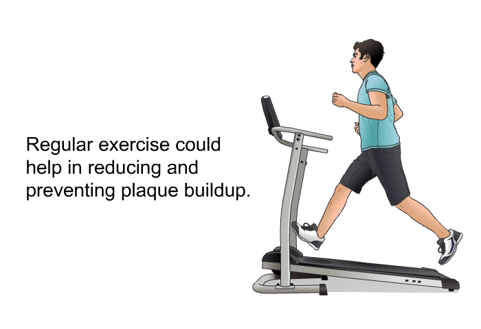 Regular exercise could help in reducing and preventing plaque buildup.