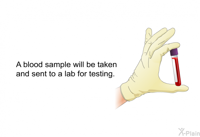 A blood sample will be taken and sent to a lab for testing.